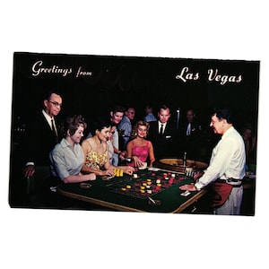 Vintage 50er Jahre Las Vegas Hacienda Kasino Postkarte Greetings Las Vegas Roulette
