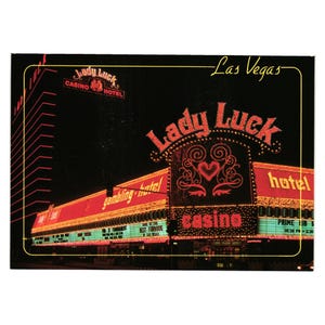 Carte postale vintage Lady Luck Gambling Casino Hotel Las Vegas Nevada 2US NV 232