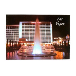 Carte postale vintage Flamingo Hilton Casino Las Vegas Nevada NV 398 Fontaine nocturne