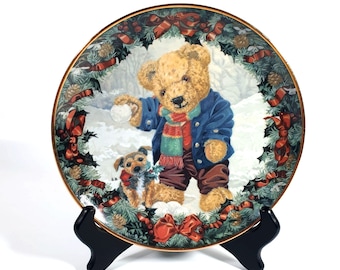 Teddys Winter Fun Sarah Bengry Vintage Platte Sammlerstück Franklin Mint Heirloom