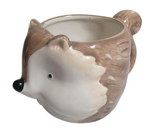 Pier 1 Cute Hedgehog Ceramic Coffee Mug Squirrel Chipmunk Hedgehog Animal