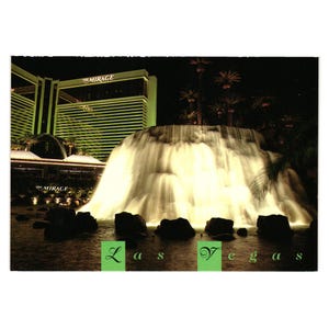 Carte postale vintage Mirage Waterfall Evening Lights Hotel Casino Las Vegas Nevada Vacation Gambling 2US NV 379 Tourist