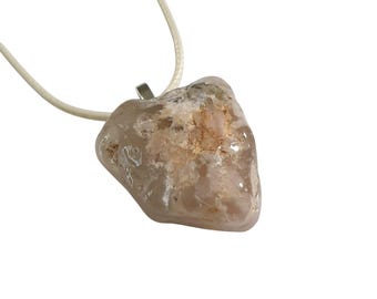 Natural Polished Agate Stone Pendant Necklace Adjustable Cord Healing Ocean