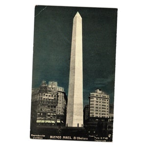 Carte postale vintage Buenos Aires El Obelisco Tarjeta Postal Editorial Artistica Buenos Aires