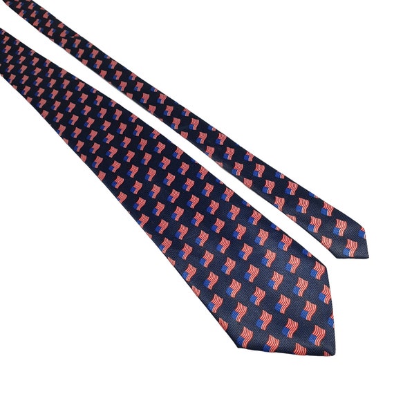 Umo Lorenzo Italy Mens Necktie Tie Designer Flag … - image 1
