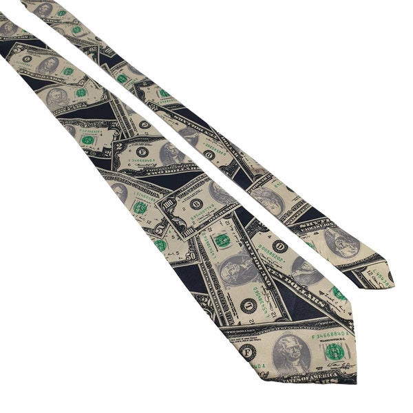 Rene Chagal Mens Necktie Tie Designer Money Banker Financial Dollar Bill Office