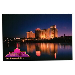 Harrahs Laughlin Nevada carte postale vintage hôtel casino jeux de hasard lumières de vacances
