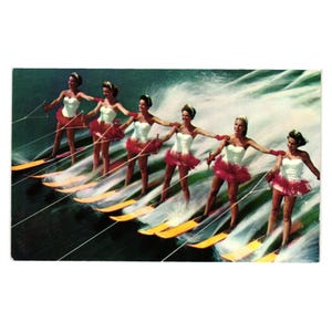 Carte postale vintage Aquamaids Cypress Gardens Ski nautique FL Tropical Wonderland