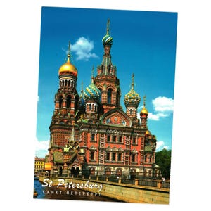 Cartolina di San Pietroburgo con la Cattedrale della Resurrezione Ponte Russia