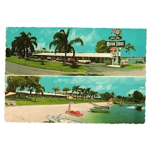 Vintage Lake Roy Motor Lodge Postcard Circa 1960s Winter Haven FL Vacation Beach
