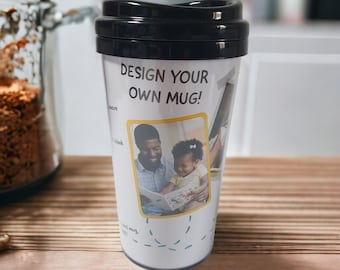 Taza de viaje de plástico con vaso que puedes hacer y diseñar tú mismo con inserto dividido, regalo para madre y padre