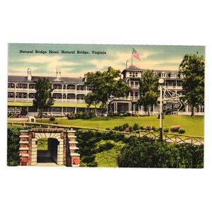 Cartolina d'epoca Natural Bridge Hotel Vista panoramica della Virginia Linen Art VA