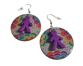 Rainbow Polka Dot Dangle Earring Teacher Pride Colorful Handmade By Donovan Gift