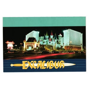 Excalibur HotelCasino Night Lights Strip Las Vegas Vintage Postkarte Urlaub