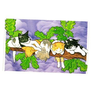 Postal vintage de Mary Badenhop "Gatos en el árbol" de Pipsqueak Productions