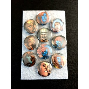 Mystique Buttons Handmade Craft Character 1.25&quot; Fashion Collectable Pin Set 2
