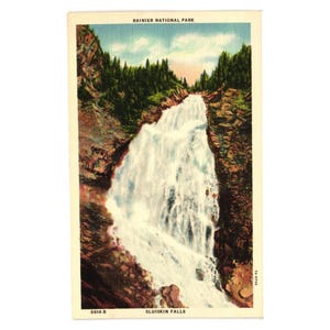 Carte postale vintage Parc national Rainier Sluiskin Falls 0614-B Tacoma WA Tourism