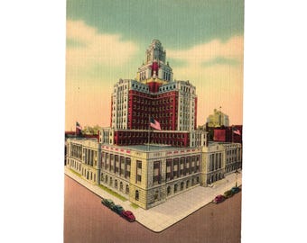 U S Customs House Philadelphia Postkarte Vintage Leinen Art Deco Architektur