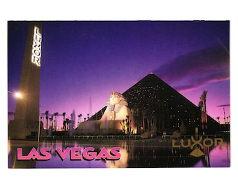 Las Vegas Nevada Vintage Postcard Luxor Night Light Sphinx Pyramid 1993 Vacation