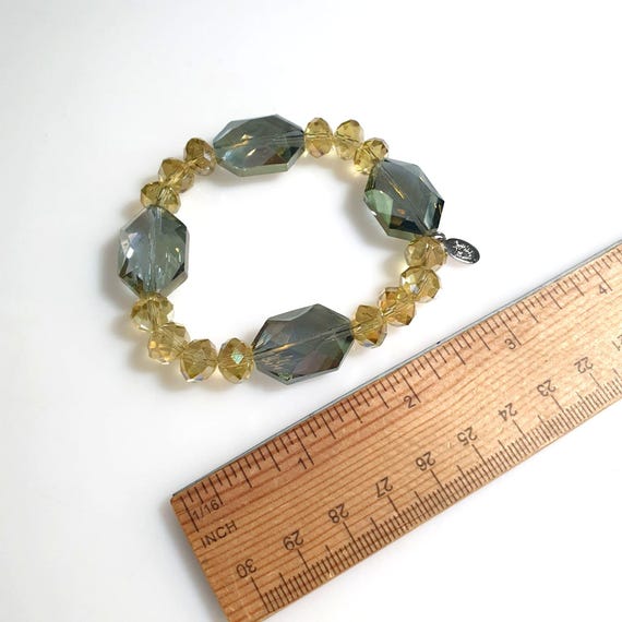 Cookie Lee Adjustable Crystal Beaded Bracelet Yel… - image 4