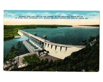 Vintage Bagnell Dam Lake Of The Ozarks Color Postcard Kansas City St Louis MO