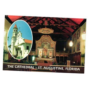 Vintage Sint-Augustinuskathedraal ansichtkaart Kerk Religie Toerisme Florida Souvenir