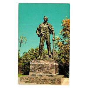 Vintage Abraham Lincoln New Salem Postkarte Bronze Statue Illinois State Park