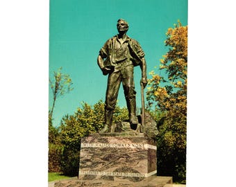 Vintage Abraham Lincoln New Salem Postcard Bronze Statue Illinois State Park