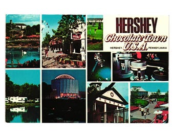 Vintage Hershey Chocolate Town USA Postcard Candy PA Town Attraction Vacation