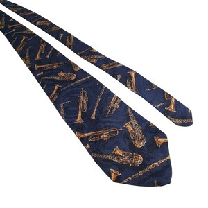 Cravatta musicale Robert Talbott, strumento a fiato, cravatta da uomo Rogue, blu navy, in misto seta.