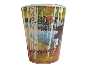 New Hampshire Moose Shot Glass Scenic Design Cape Shore Collectible Yarmouth ME