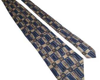 Canali Milano Vintage Geometric Floral All Silk Tie Italian Made Luxury Collect