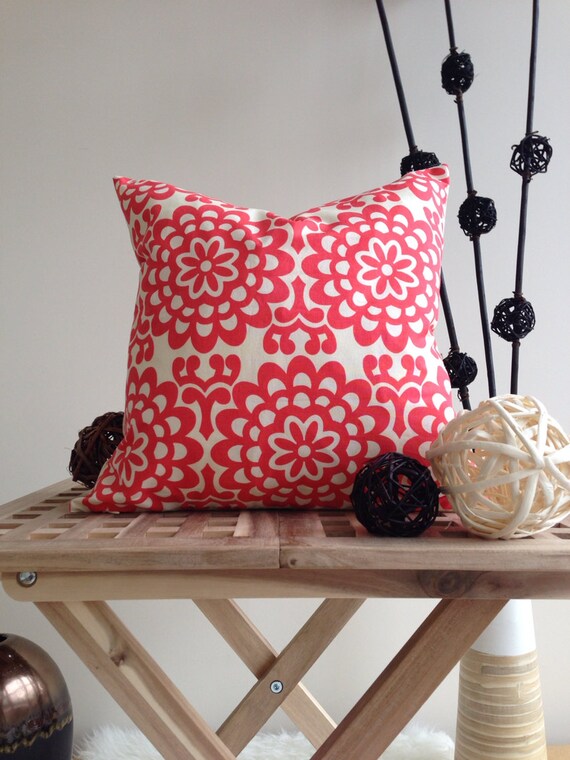 Items similar to Red floral Pillow Cover Home Decor Couch Pillow