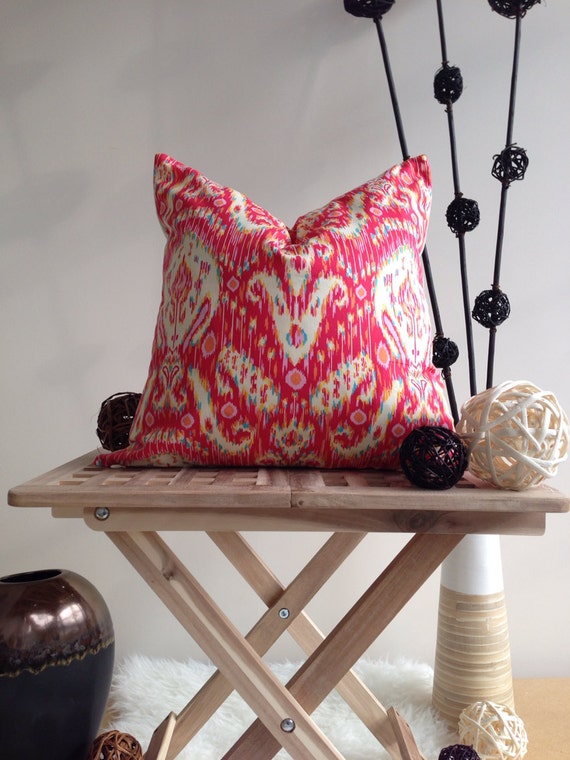 Items similar to Red Ikat 18 x 18 Pillow Cover, Decorative Pillow Cover