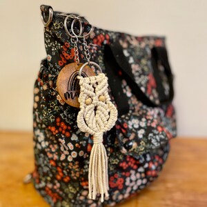 Macrame Owl Keychain / Fiber Art Accessories / Boho Chic image 4