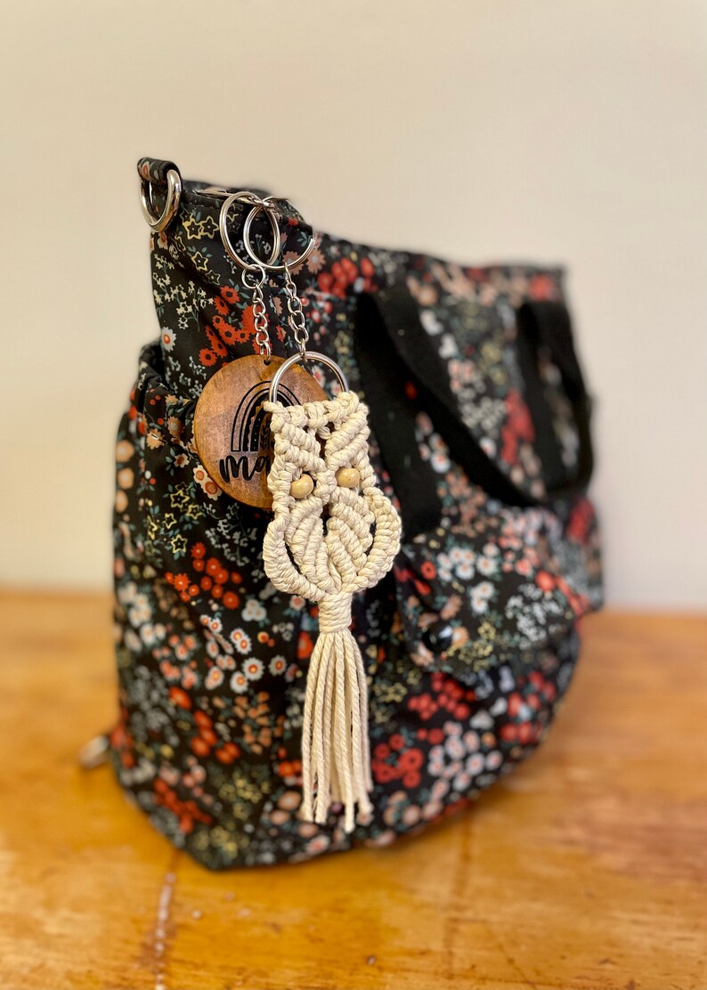 Macrame Owl Keychain / Fiber Art Accessories / Boho Chic image 4