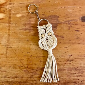 Macrame Owl Keychain / Fiber Art Accessories / Boho Chic image 1