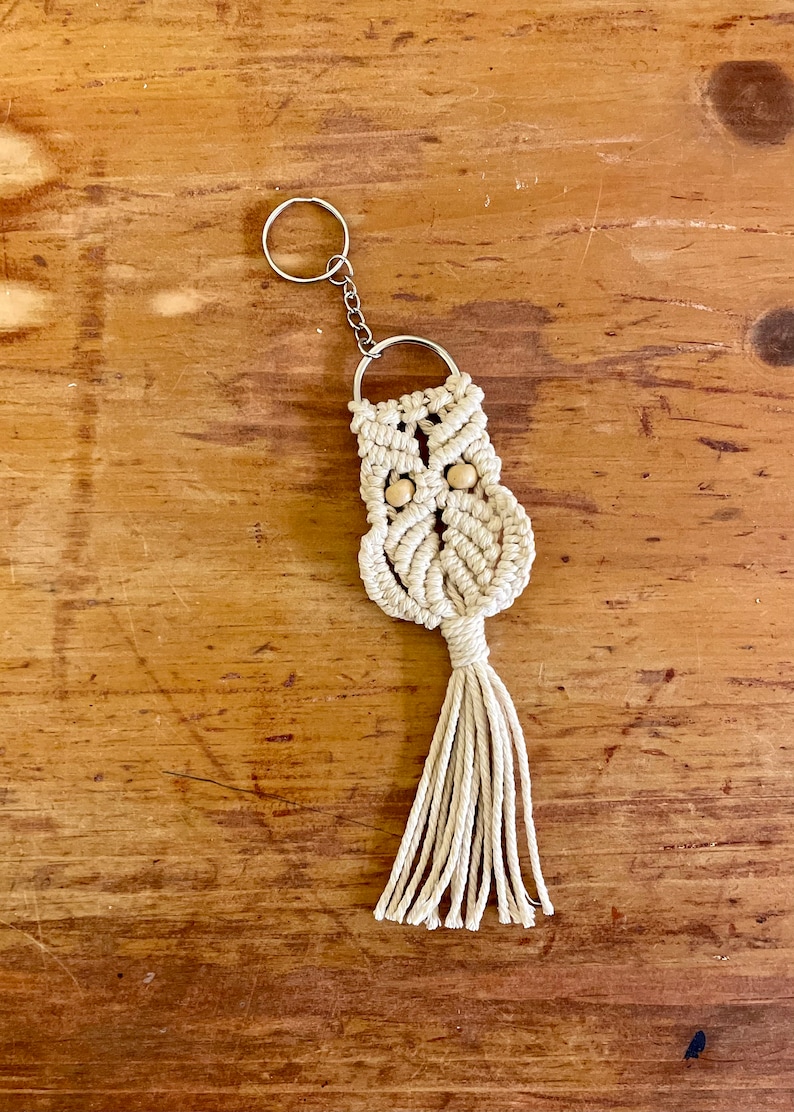 Macrame Owl Keychain / Fiber Art Accessories / Boho Chic image 1