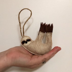 Felt Sloth Christmas Tree Ornament Holiday Decor image 1