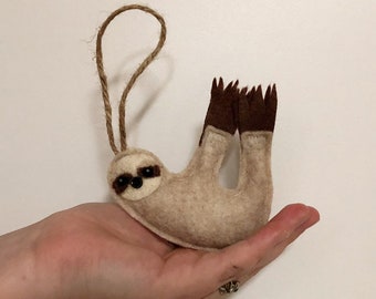 Felt Sloth Christmas Tree Ornament - Holiday Decor