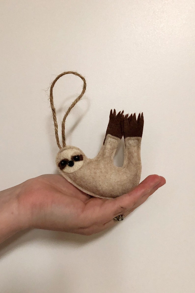 Felt Sloth Christmas Tree Ornament Holiday Decor image 1