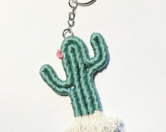 Macrame Cactus Keychain / Fiber Art Accessories