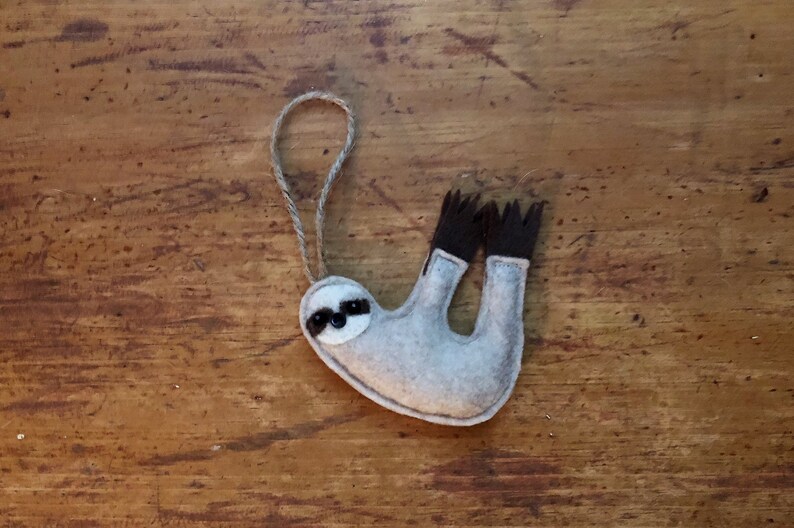 Felt Sloth Christmas Tree Ornament Holiday Decor image 2