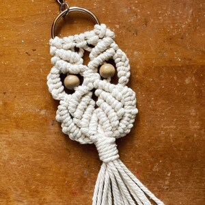 Macrame Owl Keychain / Fiber Art Accessories / Boho Chic image 3
