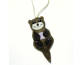 Felt Otter Christmas Tree Ornament - Holiday Decor