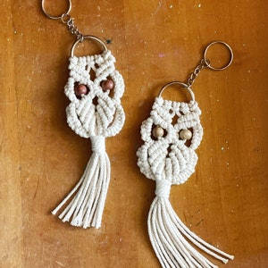 Macrame Owl Keychain / Fiber Art Accessories / Boho Chic image 2