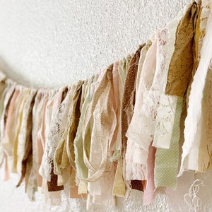 Shabby Fabric and Lace Garland for Party decor/Weddings/Nursery decor/Photo prop- Earthy Neutrals