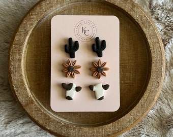 Brown Cow Stud Pack Earrings