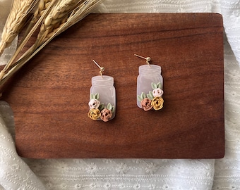 Floral Mason Jar Earring