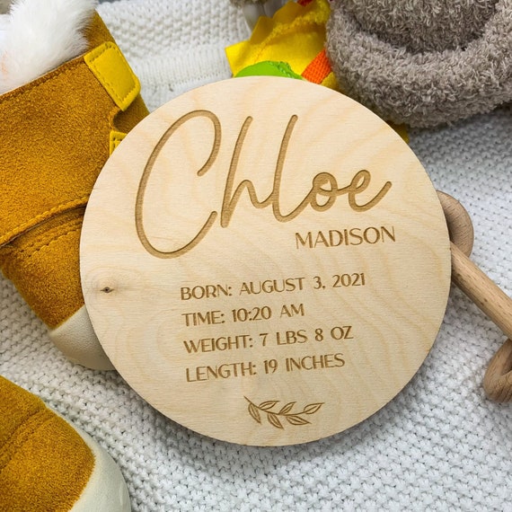 Wooden Birth Announcement Sign, Birth Details, Newbor… Gem